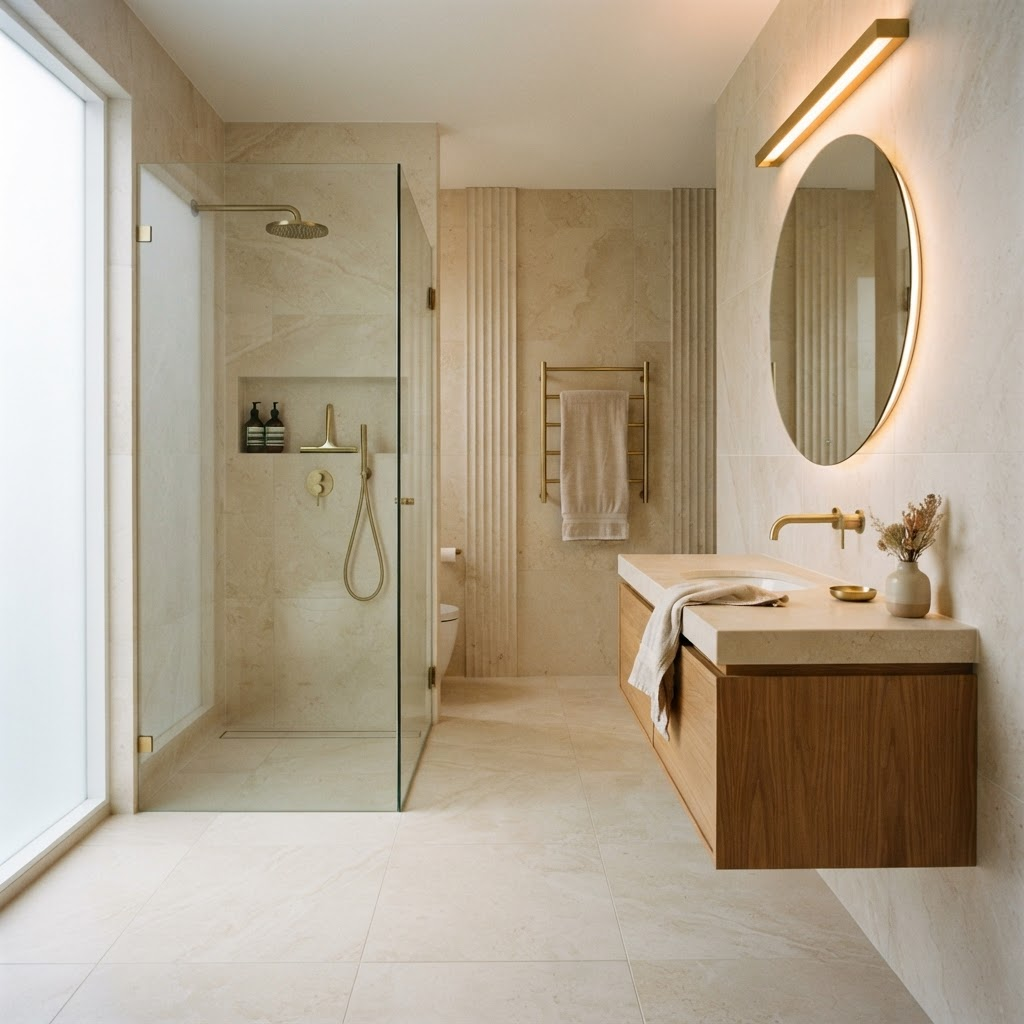 Stone & Brass Bathroom